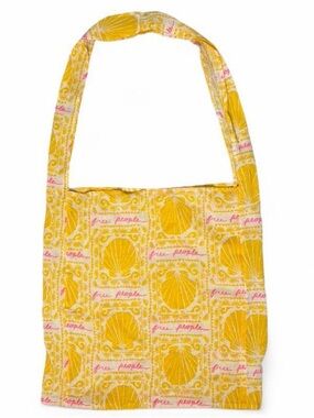 Free People Yellow Seashell Logo Tote Bag Coastal Boho Beachy Summer Spring Chic